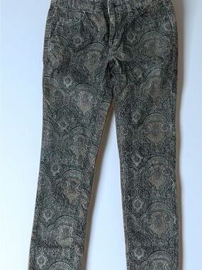 Free People Textured Paisley Jeans in Olive and Taupe